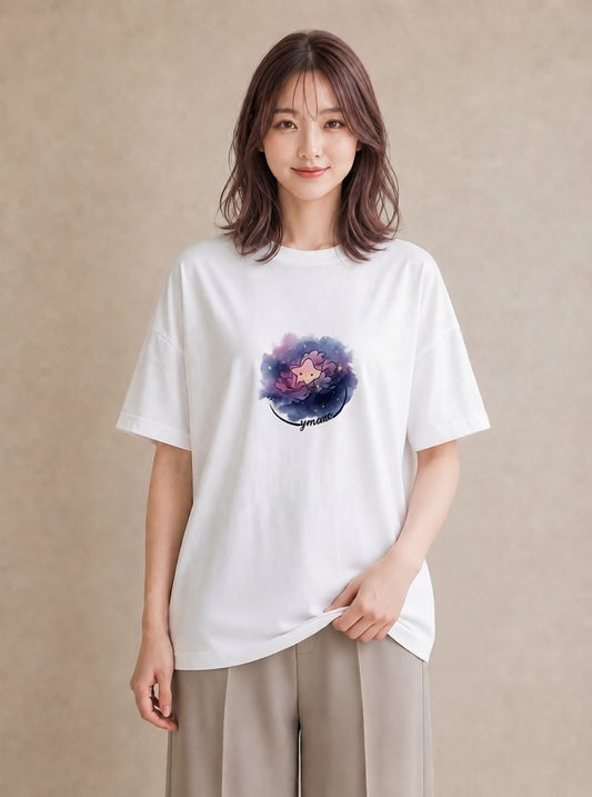 半袖Tシャツ レディース 天秤座 星空 宇宙 イラスト 上品 旅行 母娘コーデ 白T YMAZO