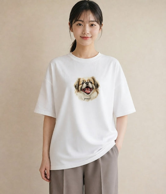 グラフィックTシャツ レディース 狆 犬 いぬ イラスト レトロ 姉妹 送別ギフト 白T YMAZO