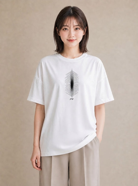 プリントTシャツ レディース 幾何学 ミニマル ジオメトリック イラスト モード レイヤード 友達ギフト 白T YMAZO
