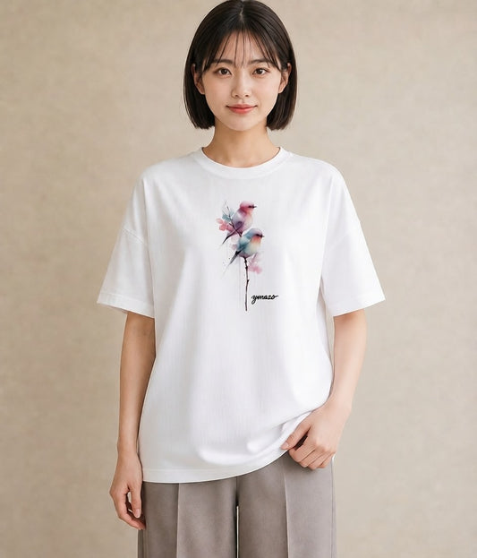 デザインTシャツ レディース コザクラインコ ペット 動物 イラスト 母娘コーデ 自分用 白T YMAZO