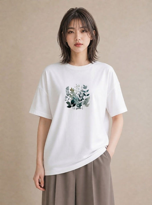 Tシャツ レディース 夕暮れ バルコニー 夕焼け ナチュラル アンティーク イラスト 線画 旅行用 海 白T