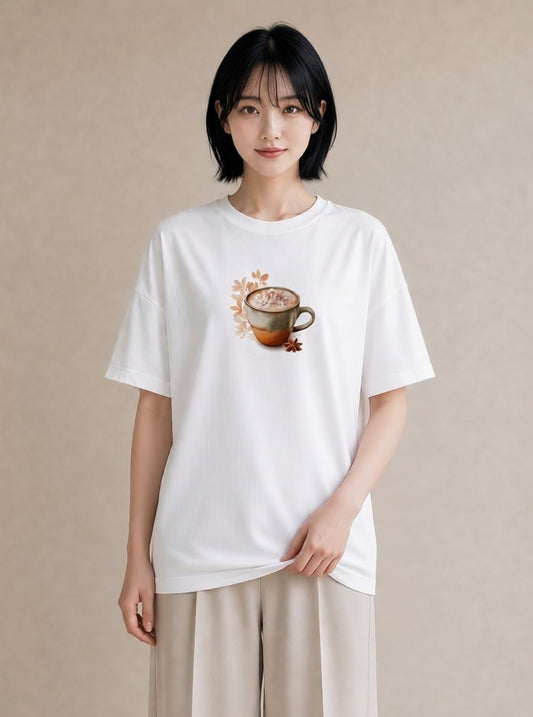 Tシャツ レディース ココア 食べ物 フード イラスト ゆるかわ ホワイトデー 春服 白T YMAZO