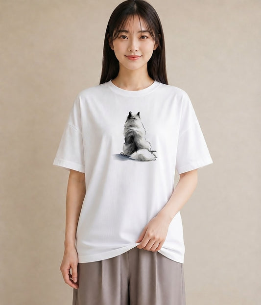 プリントTシャツ レディース サモエド 犬 いぬ イラスト 抜け感 社会人 女性 白T YMAZO