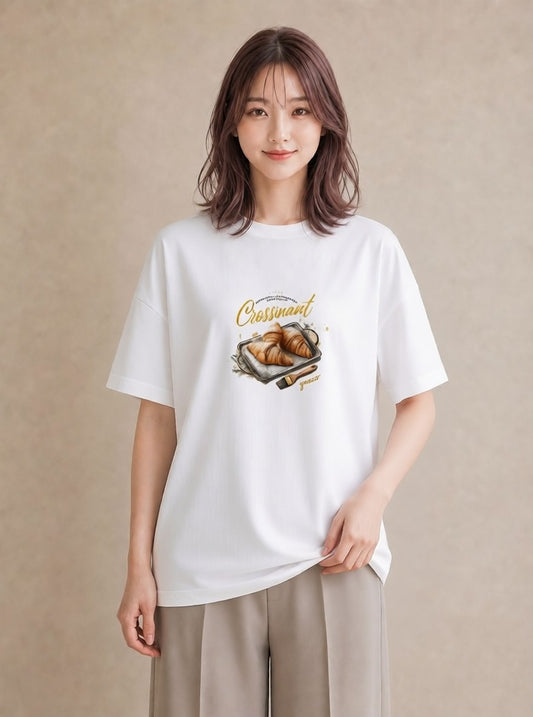 デザインTシャツ レディース パン ベーカリー レトロ イラスト カフェ服 クリスマス 白T YMAZO