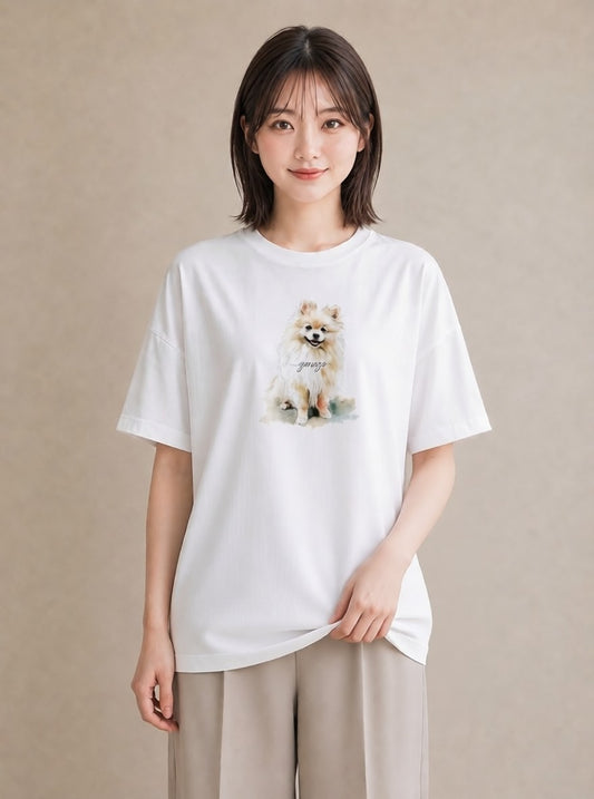 プリントTシャツ レディース いぬ 犬 ワンコ イラスト きれいめカジュアル 友達ギフト 部屋着 白T YMAZO