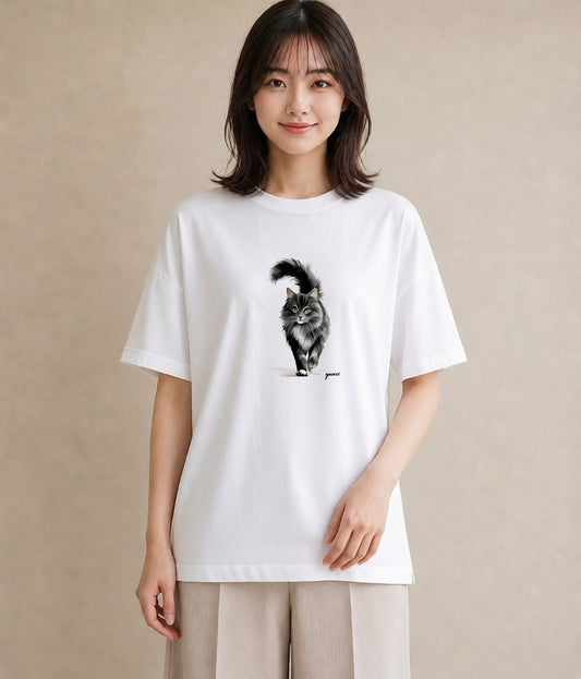 Tシャツ レディース ソマリ 猫 ねこ イラスト レトロ 春コーデ 姉妹 白T YMAZO