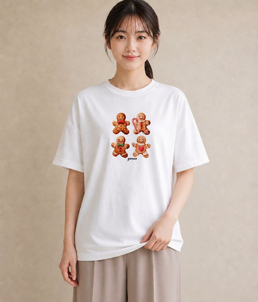 半袖Tシャツ レディース クッキー 食べ物 フード イラスト ミニマル 旅行用 海 白T YMAZO