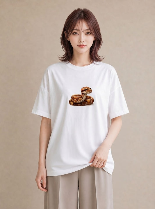 デザインTシャツ レディース レオパ ペット 動物 イラスト レトロ 秋コーデ おしゃれギフト 白T YMAZO