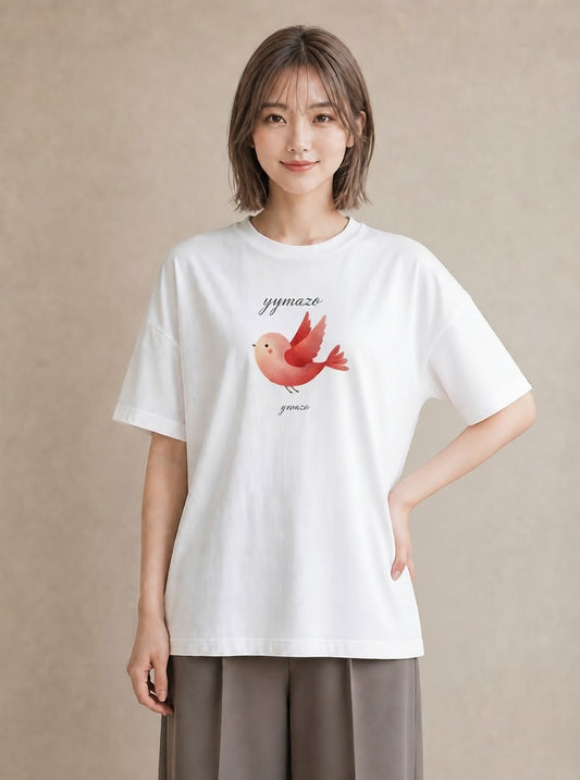 グラフィックTシャツ レディース 桜文鳥 ペット 動物 イラスト ラフ カフェ巡り 女子会 白T YMAZO