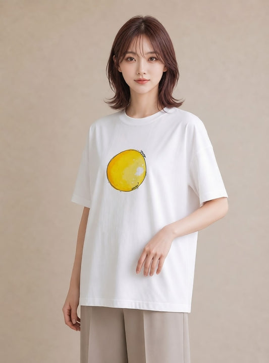 プリントTシャツ レディース 目玉焼き 食べ物 フード イラスト ガーリー 公園 ママ 白T YMAZO
