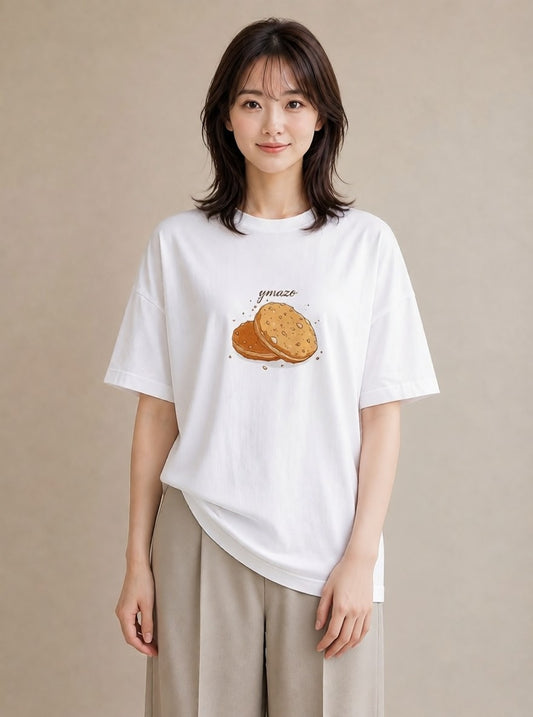 半袖Tシャツ レディース パン 食べ物 フード イラスト ポップ 敬老の日 ホワイトデー 白T YMAZO