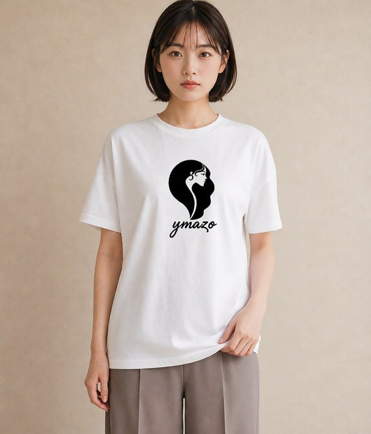 Tシャツ レディース 手鏡 アンティーク レトロ ナチュラル イラスト ニュアンス 通勤 在宅 白T