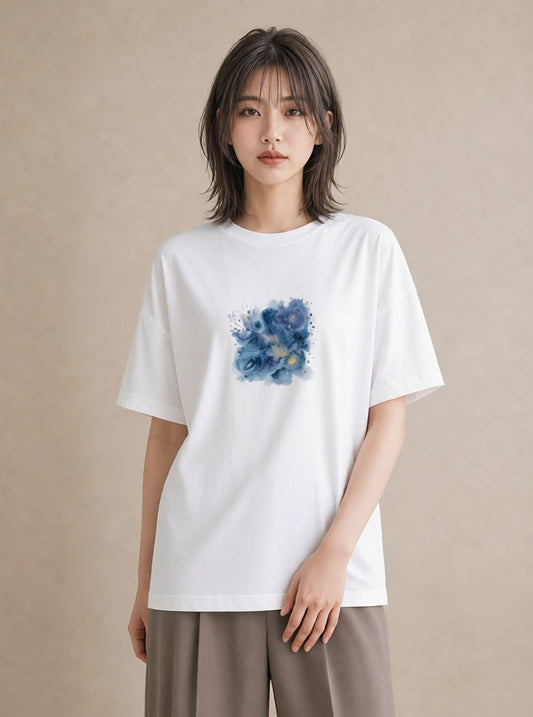 プリントTシャツ レディース 獅子座 星空 宇宙 イラスト ポップ カフェ巡り 女子会 白T YMAZO