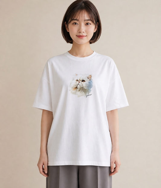 プリントTシャツ レディース ラグドール 猫 ねこ イラスト モード ギフト 母の日 白T YMAZO