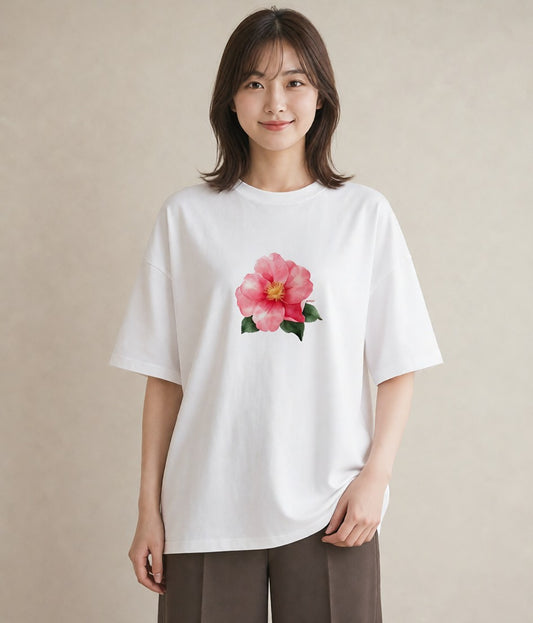 半袖Tシャツ レディース バラ 薔薇 ローズ 花 花柄 イラスト 旅行コーデ デート 帰省 白T YMAZO