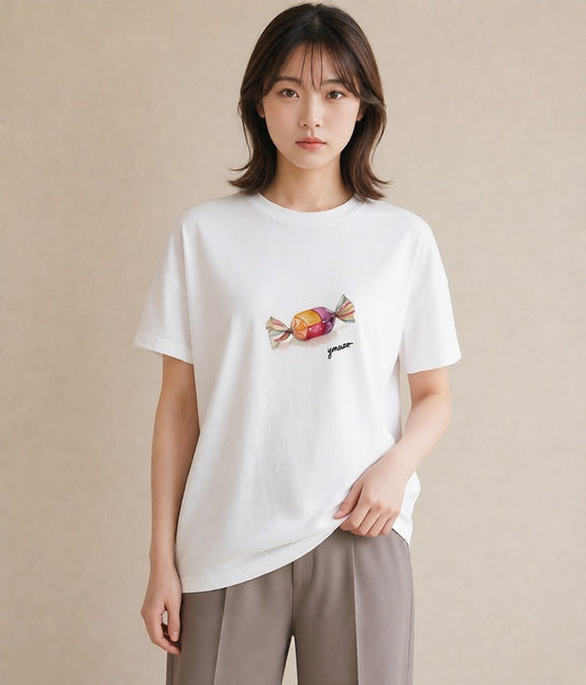 デザインTシャツ レディース だんご 食べ物 フード イラスト 水彩風 在宅 公園 白T YMAZO