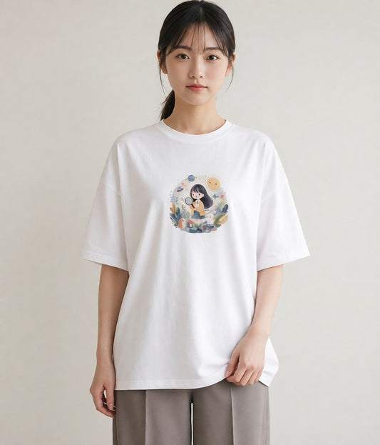 グラフィックTシャツ レディース 惑星 星空 宇宙 イラスト 旅行用 海 白T YMAZO