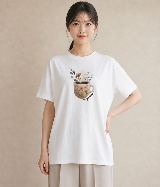 グラフィックTシャツ レディース ココア 食べ物 フード イラスト ボタニカル お出かけ 普段着 白T YMAZO