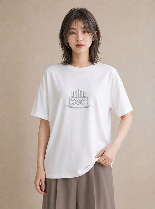 半袖Tシャツ レディース スイーツ お菓子 デザート イラスト ボタニカル 姉妹 送別ギフト 白T YMAZO
