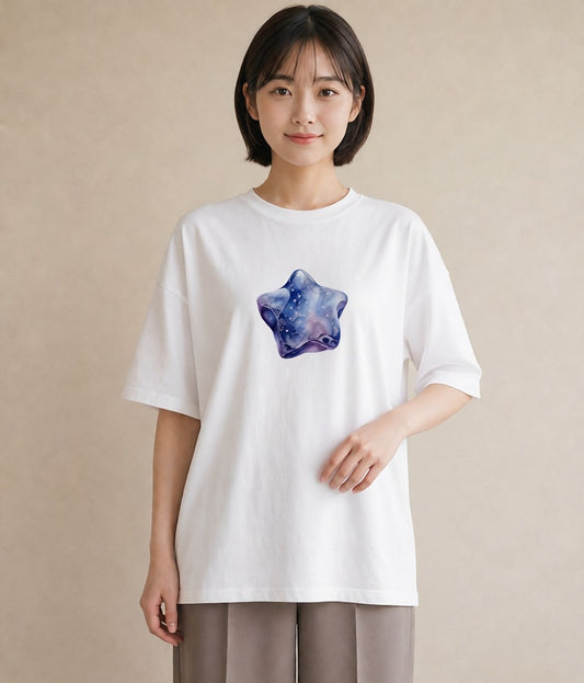 デザインTシャツ レディース 宇宙 星空 イラスト レトロ おしゃれギフト 社会人 白T YMAZO