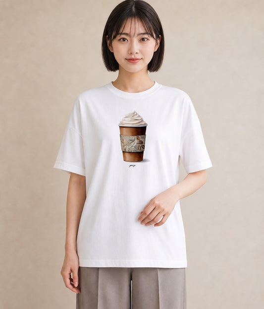 Tシャツ レディース コーヒー 珈琲 カフェ 食べ物 フード イラスト 手描き風 ギフト 母の日 白T YMAZO