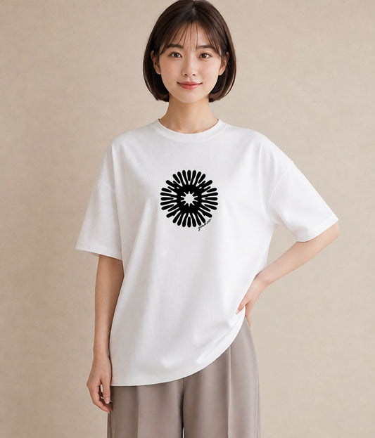 デザインTシャツ レディース 扇子 そよ風 ナチュラル アンティーク イラスト ラフ お揃い 親子 白T