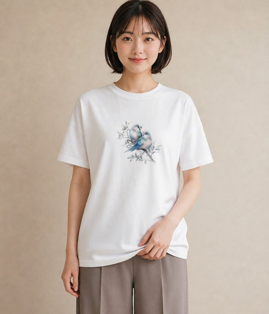グラフィックTシャツ レディース インコ ペット 動物 イラスト ラフ 通勤 在宅 白T YMAZO