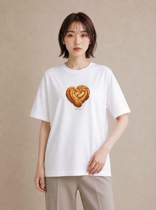 プリントTシャツ レディース たい焼き 食べ物 フード イラスト ニュアンス カジュアルコーデ 買い物 白T YMAZO