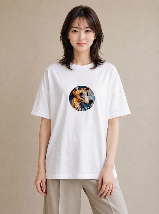 グラフィックTシャツ レディース イタリアングレーハウンド 犬 いぬ イラスト 線画 社会人 女性 白T