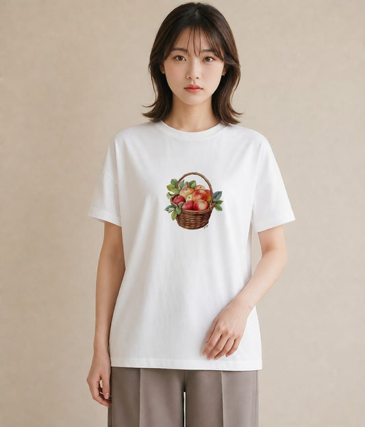 プリントTシャツ レディース 実り 植物 ボタニカル イラスト 抜け感 夏コーデ 通学 白T YMAZO