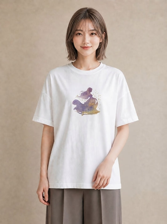 デザインTシャツ レディース 天の川 星空 宇宙 イラスト ナチュラル 春服 ミセス 白T YMAZO