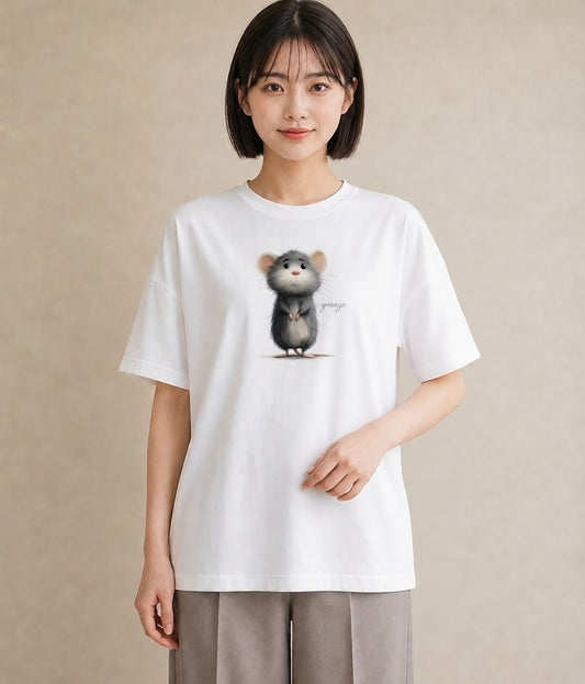 デザインTシャツ レディース チンチラ ペット 動物 イラスト ナチュラル 週末コーデ 敬老の日 白T YMAZO