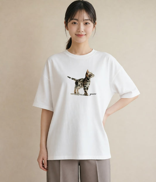 半袖Tシャツ レディース 猫の手 猫 ねこ イラスト ラフ 母娘コーデ 自分用 白T YMAZO