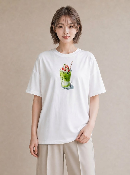 半袖Tシャツ レディース クリームソーダ 食べ物 フード イラスト お洒落 送別ギフト 通勤 白T YMAZO