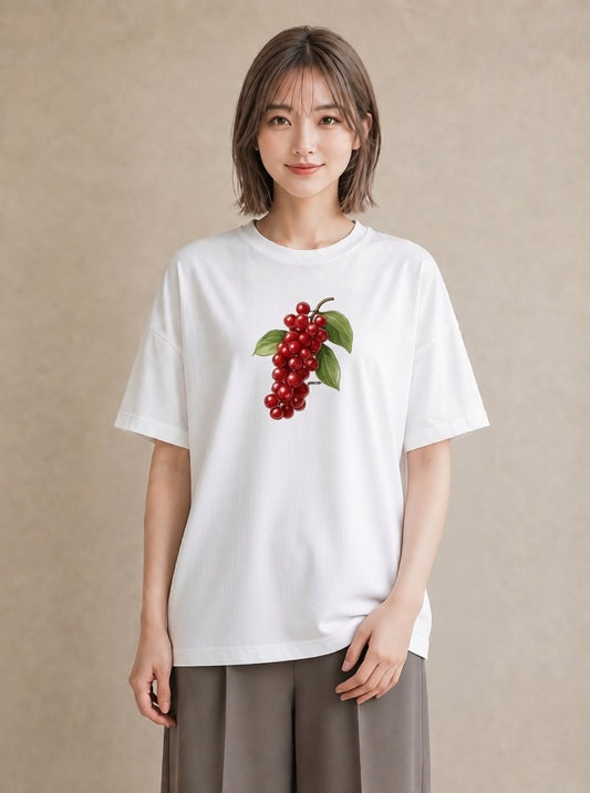 半袖Tシャツ レディース 木の実 植物 ボタニカル イラスト 公園 ママ 白T YMAZO