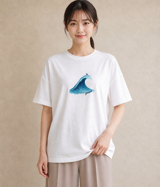 グラフィックTシャツ レディース 海 星空 宇宙 イラスト ガーリー 夏コーデ 通学 白T YMAZO