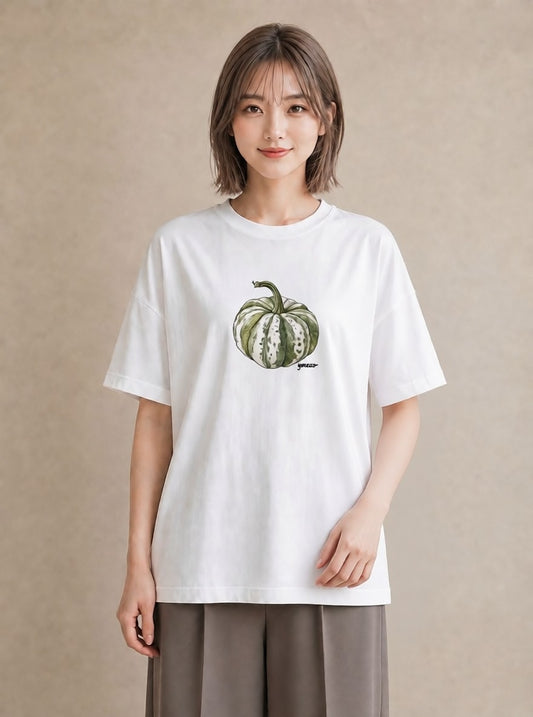 半袖Tシャツ レディース メロン 食べ物 フード イラスト ガーリー 友達ギフト 部屋着 白T YMAZO