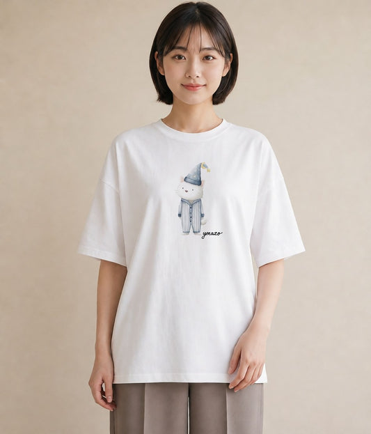 プリントTシャツ レディース ハチワレ 白黒猫 猫 ねこ イラスト ユニーク 女子会 お揃い 白T YMAZO