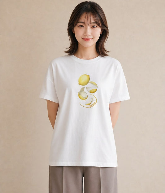 プリントTシャツ レディース レモン 檸檬 食べ物 フード イラスト 休日コーデ カフェ巡り 女子会 白T YMAZO