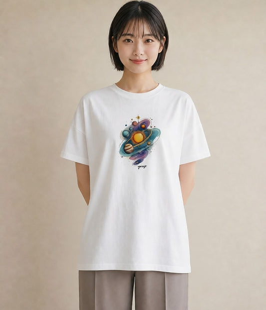 グラフィックTシャツ レディース 双子座 星空 宇宙 イラスト ゆるコーデ 部屋着 女性向けギフト 白T YMAZO