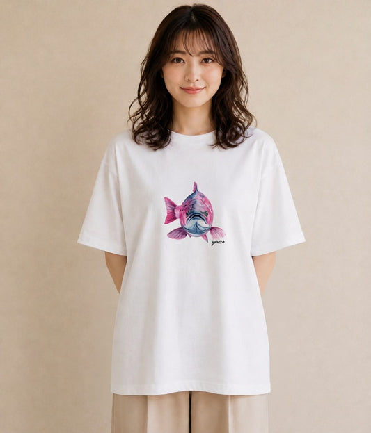 Tシャツ レディース ベタ ペット 動物 イラスト 抜け感 ママ カフェ服 白T YMAZO