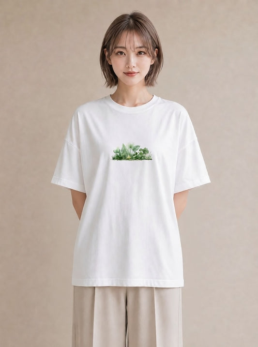 Tシャツ レディース 芝生 植物 ボタニカル イラスト 旅行コーデ クリスマス 旅行 白T YMAZO