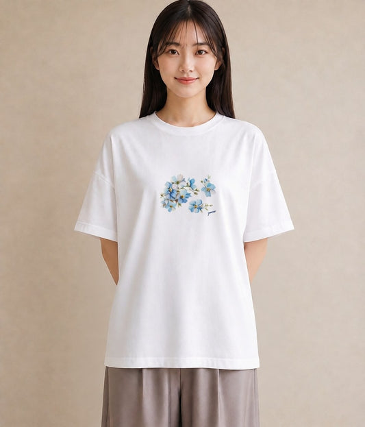 デザインTシャツ レディース 花 花柄 イラスト シック 女性 旅行用 白T YMAZO