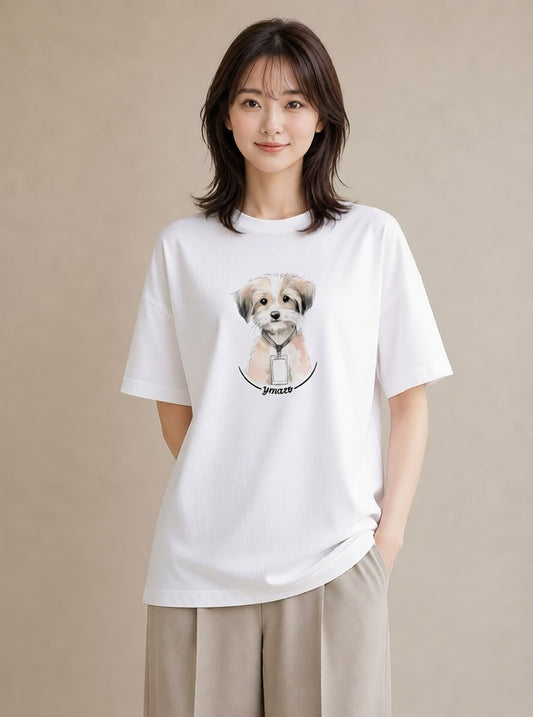 プリントTシャツ レディース ミックス犬 犬 いぬ イラスト きれいめカジュアル 通学 誕生日プレゼント 白T