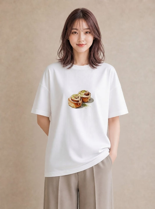 半袖Tシャツ レディース あんみつ 食べ物 フード イラスト ニュアンス 自分用 ルームウェア 白T YMAZO