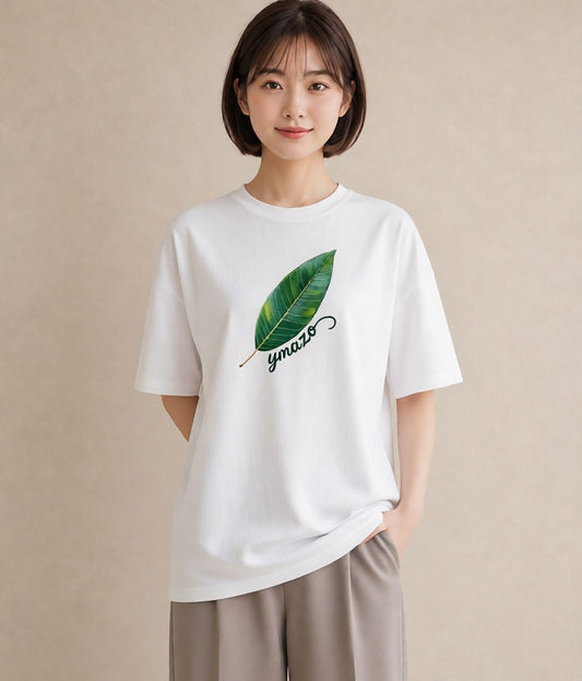 半袖Tシャツ レディース 葉っぱ 植物 ボタニカル イラスト モード 女子会 お揃い 白T YMAZO