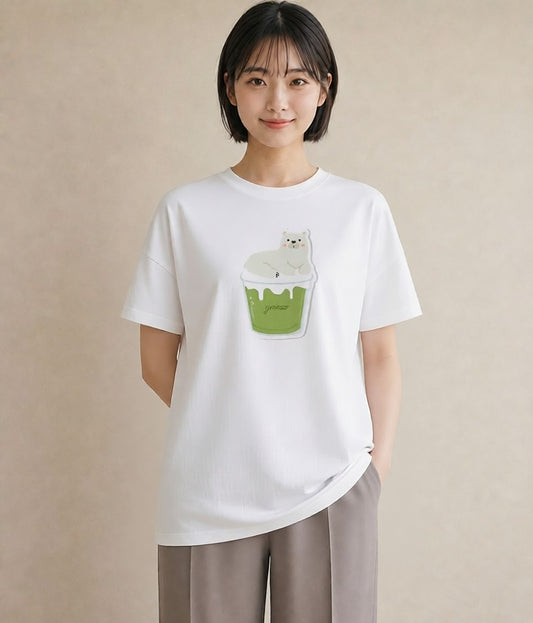 半袖Tシャツ レディース パフェ 食べ物 フード イラスト 休日コーデ ビーチ デイリーウェア 白T YMAZO