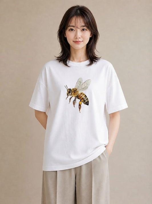 Tシャツ レディース ハニー 食べ物 フード イラスト ラフ 送別ギフト 通勤 白T YMAZO