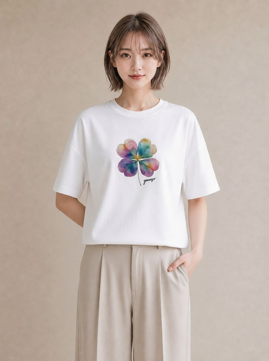Tシャツ レディース パンジー 花 花柄 イラスト こなれ感 敬老の日 ホワイトデー 白T YMAZO