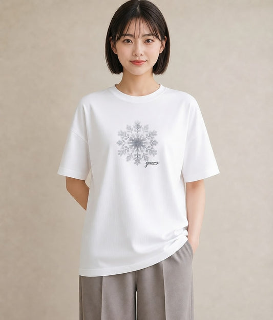 Tシャツ レディース 雪 星空 宇宙 イラスト レトロ 母娘コーデ 自分用 白T YMAZO
